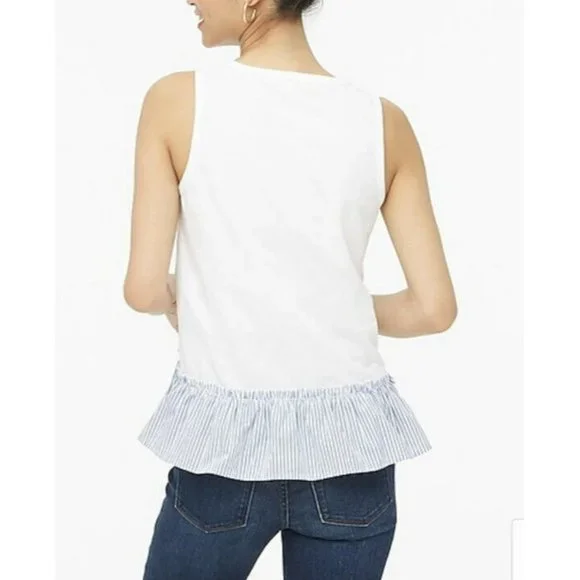 J Crew Factory Striped Peplum Tank Size Medium AN701 - Picture 2 of 3